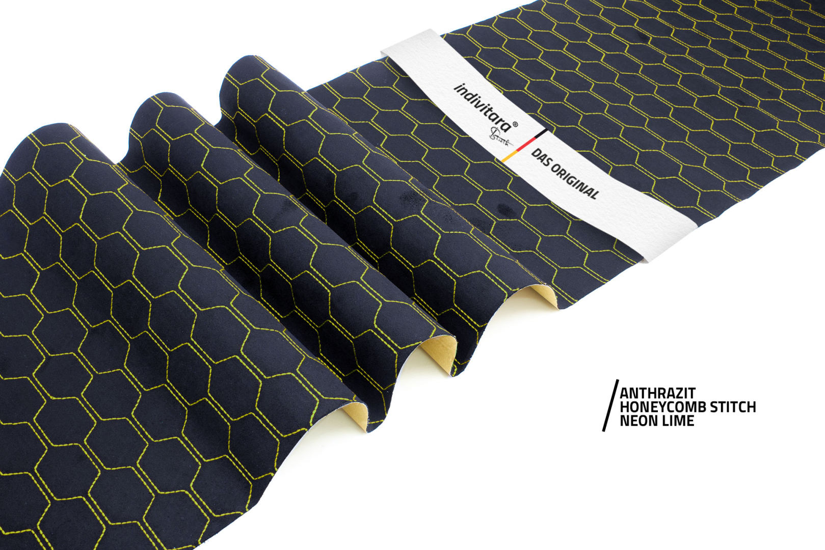 indivitara® Premium Stitch - selbstklebender Mikrofaserstoff Premium mit echten Nähten - Meterware - verschiedene Farben